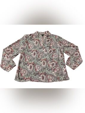 Talbots Pink and Cream Paisley Print Blouse Size:18